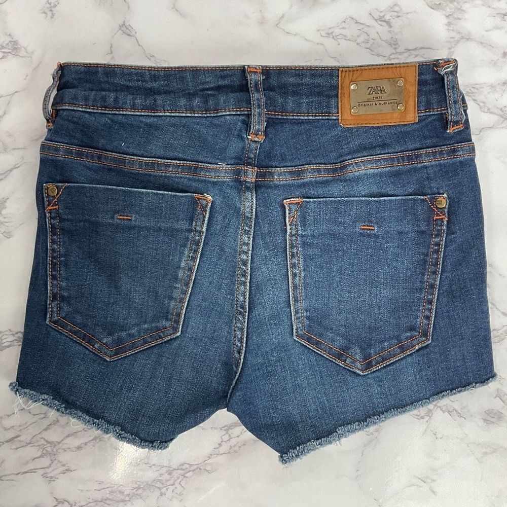 Zara Blue Custom Cutoff Denim Jean Shorts 2 - Picture 3 of 5